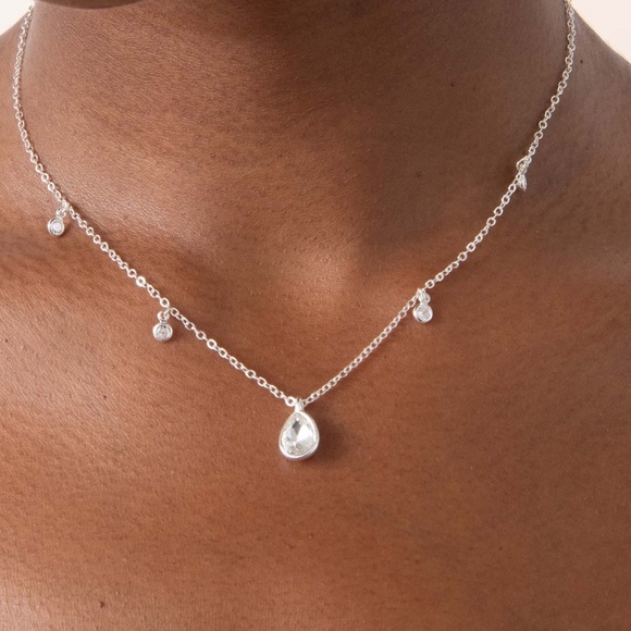 ettika Jewelry - Ettika Silver Teardrop Dripping and Mini Crystal Station Necklace NEW